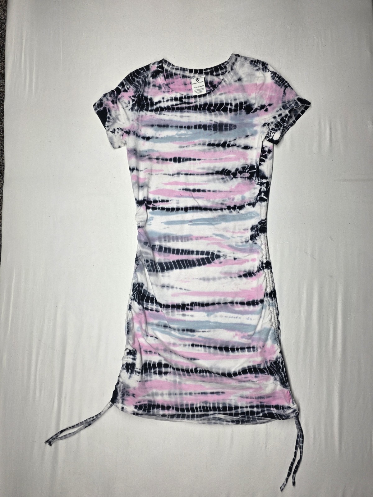 PINK Victoria’s Secret Tie Dye Ruched Side Dress XS Pink Black Blue Bodycon Mini