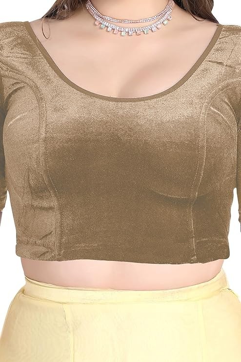 Readymade Premium Velvet Fabric Blouses for Women,Round Neckline,Half Sleeves