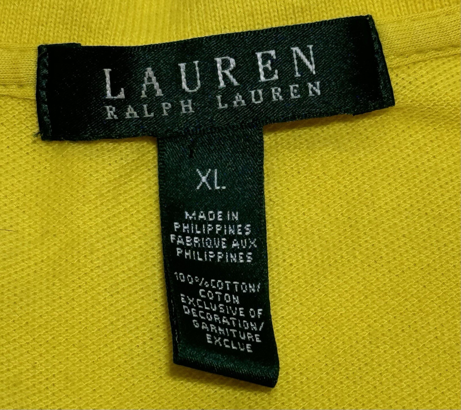 Lauren Ralph Lauren Shirt Womens XL Yellow RLL Logo Cotton Vintage Metal Buttons