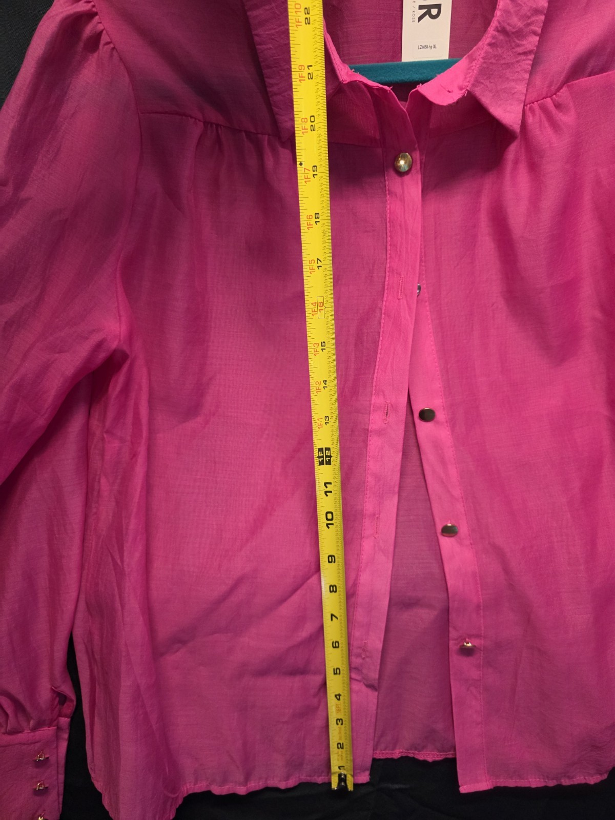 CBR Chic Boutique Rose – Button Front Blouse – Womens XL – Pink – Sheer Top