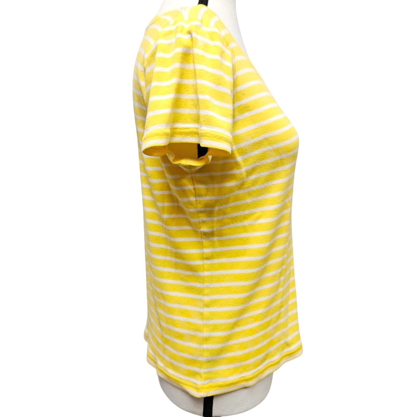 Lauren Ralph Lauren Green Label Striped Tee M Yellow White LRL Embroidered Logo