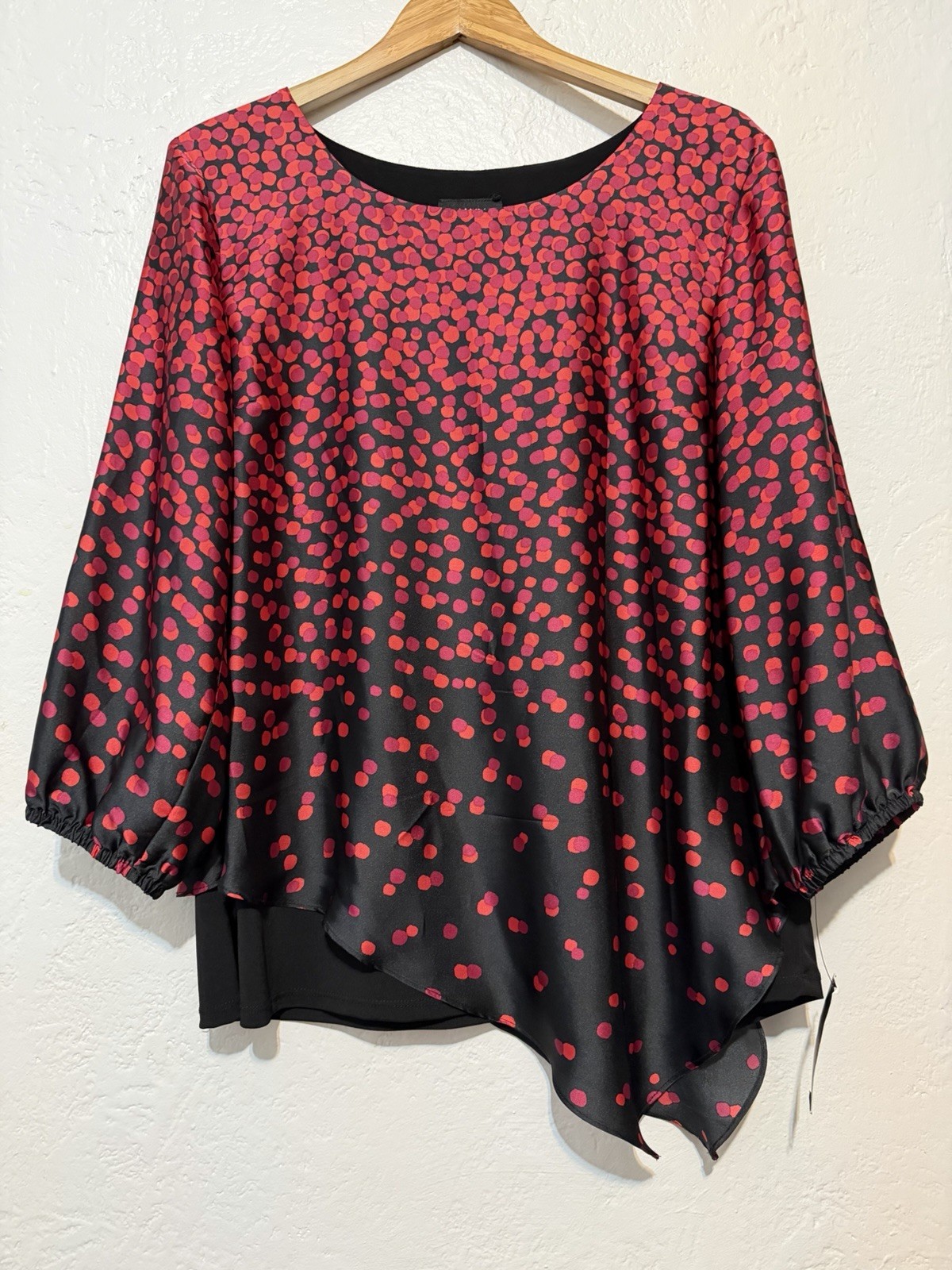 NWT ALYX Asymmetric Red Polka Dot Layered Blouse Chic Abstract Print Top XL Plus