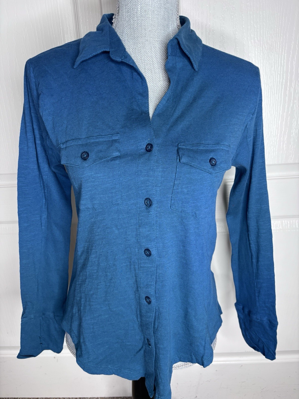 Lola River NYC James Oceanic Blue 100% Cotton Top Size S NWT