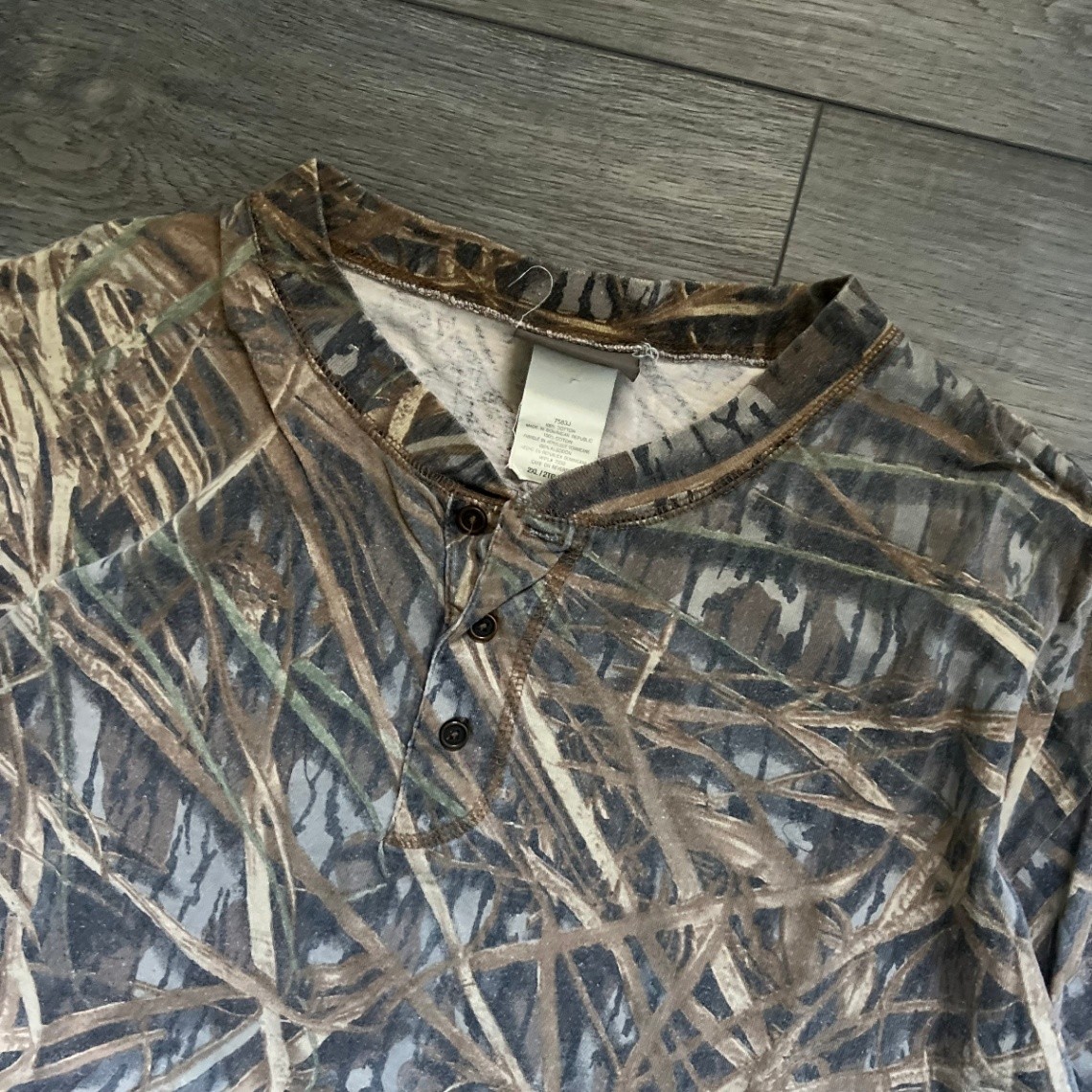 Vintage Jerzees Outdoors Long Sleeve Marsh Camo Hunting Shirt Cotton Men’s 2XL