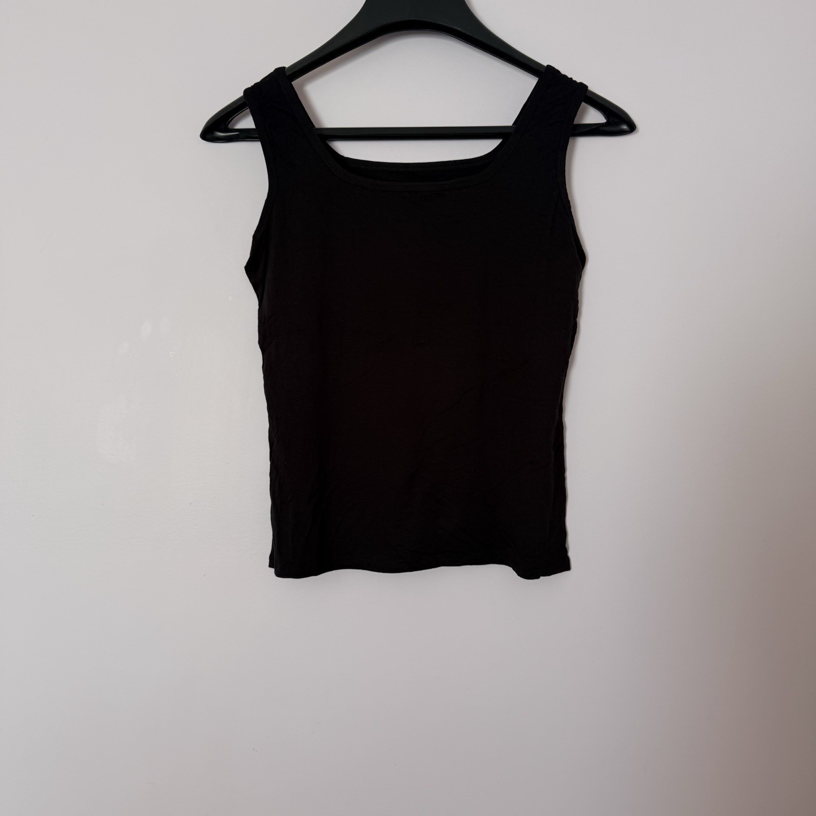 Black Gray White Beige Solid Scoop Neck Sleeveless Knit Viscose Elastane Tank XL