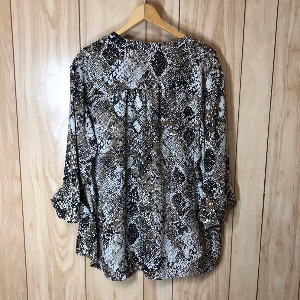 Cocomo Snake V-Neck 3/4 Sleeve Blouse 3X