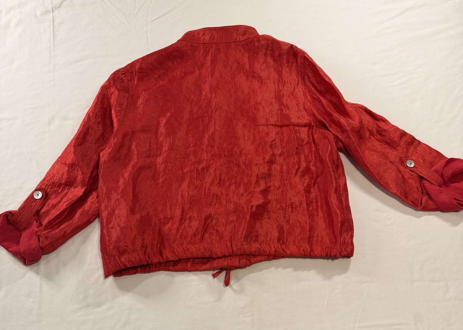 Linear Brand Red Textured Button-Front Utility Jacket Blouse Top Size Large Y2K