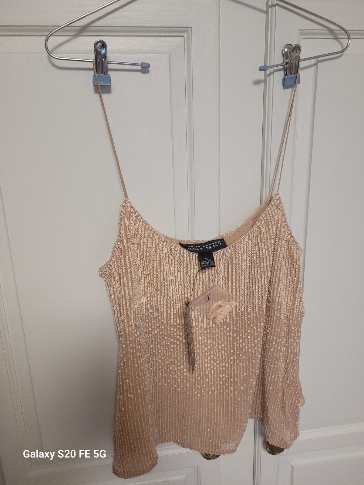 Vintage NWT Linda Allard Ellen Tracy 100% Silk Fully Beaded Tank