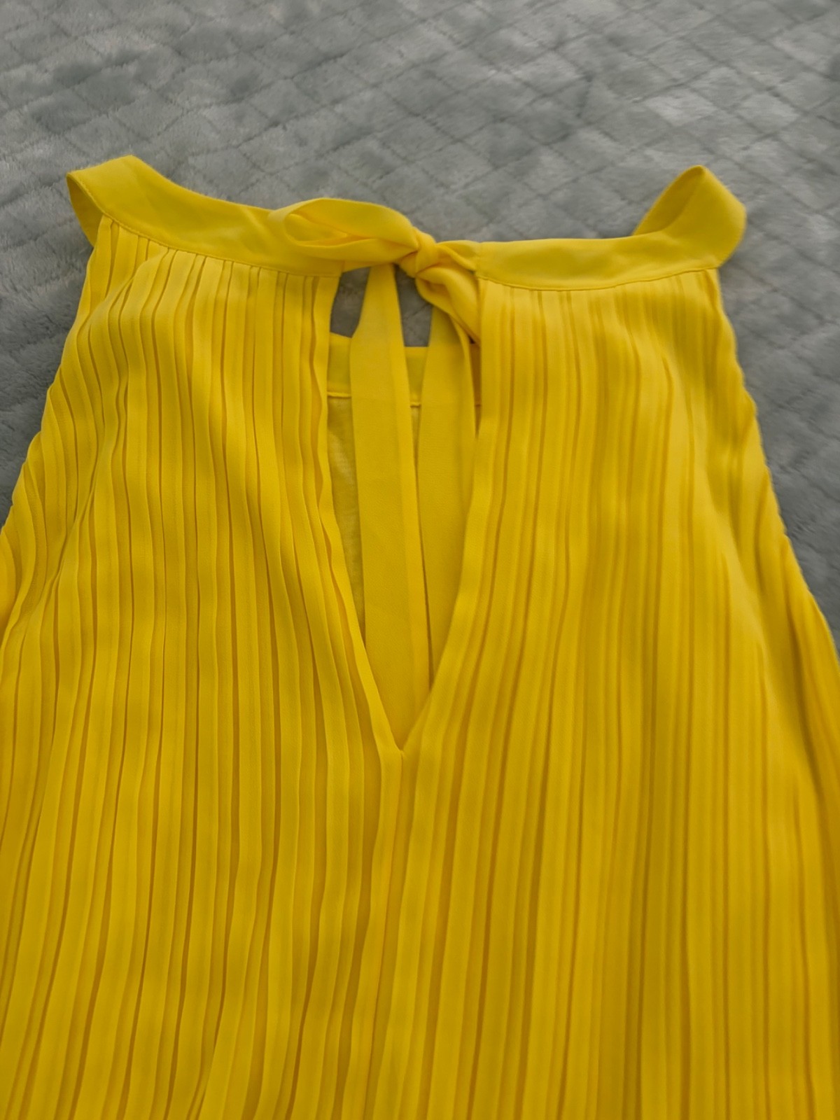 Massimo Dutti bright yellow halter tank pleated
