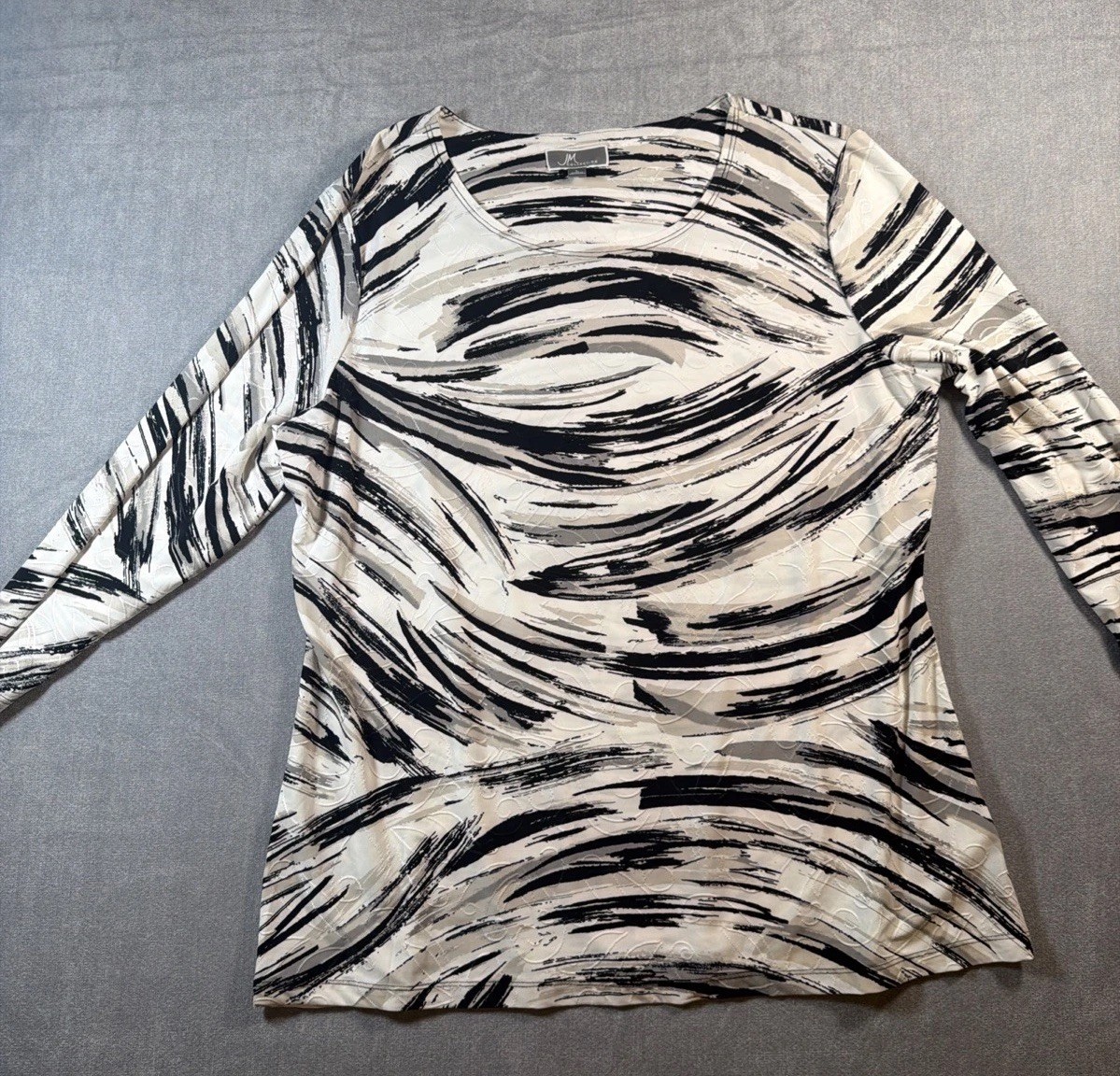 *NWT Women’s JM Collection 3/4 Sleeve Top Size L White/Black/Gray