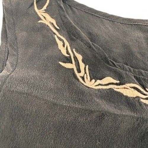QUO Silk 100 Silk Georgette Top Baby Doll Black Embroidered Sleeveless