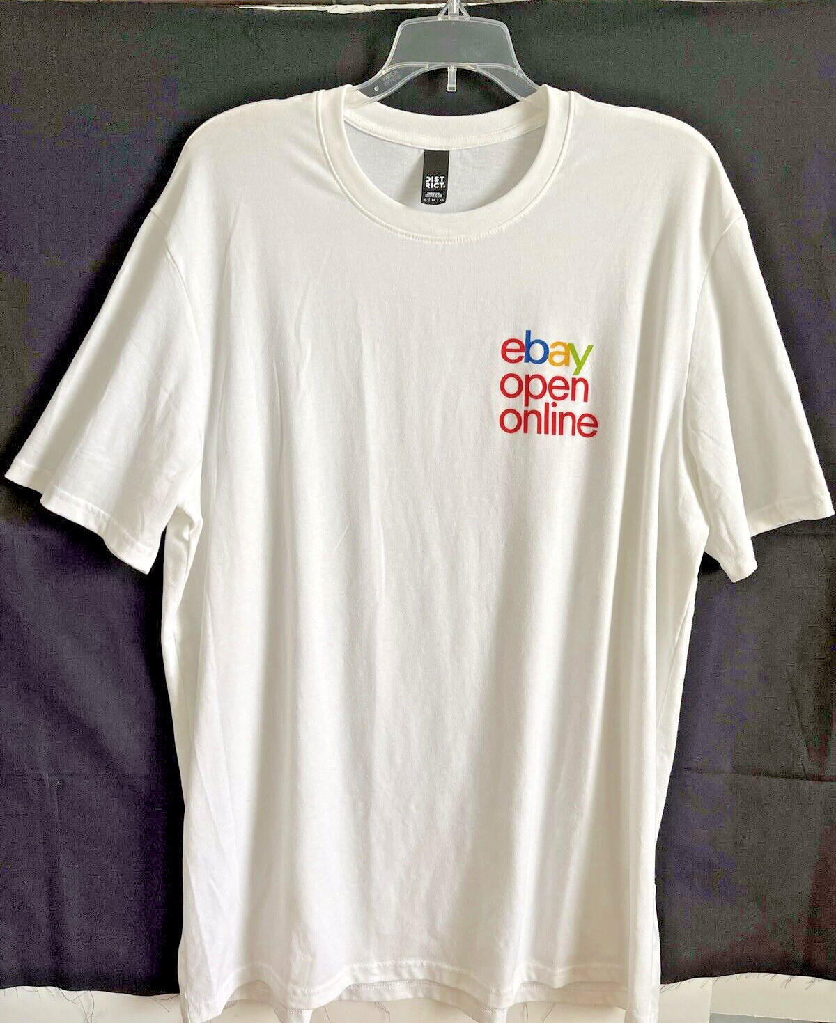 eBay Open Online Unisex T-Shirt Size XL White Short Sleeve, Hat, Pin One Price