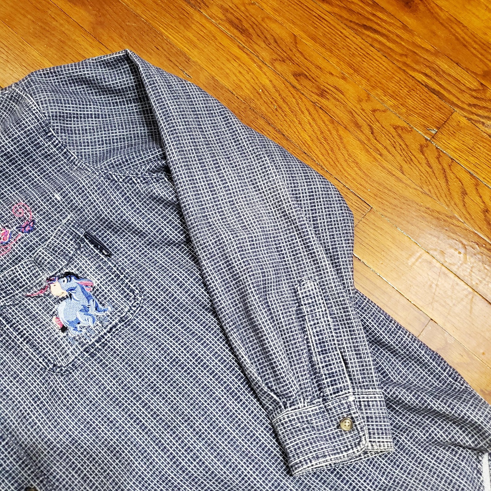 Disney Eeyore Shirt Womens 22W/24W Blue Embroidered Button Down Long Sleeve