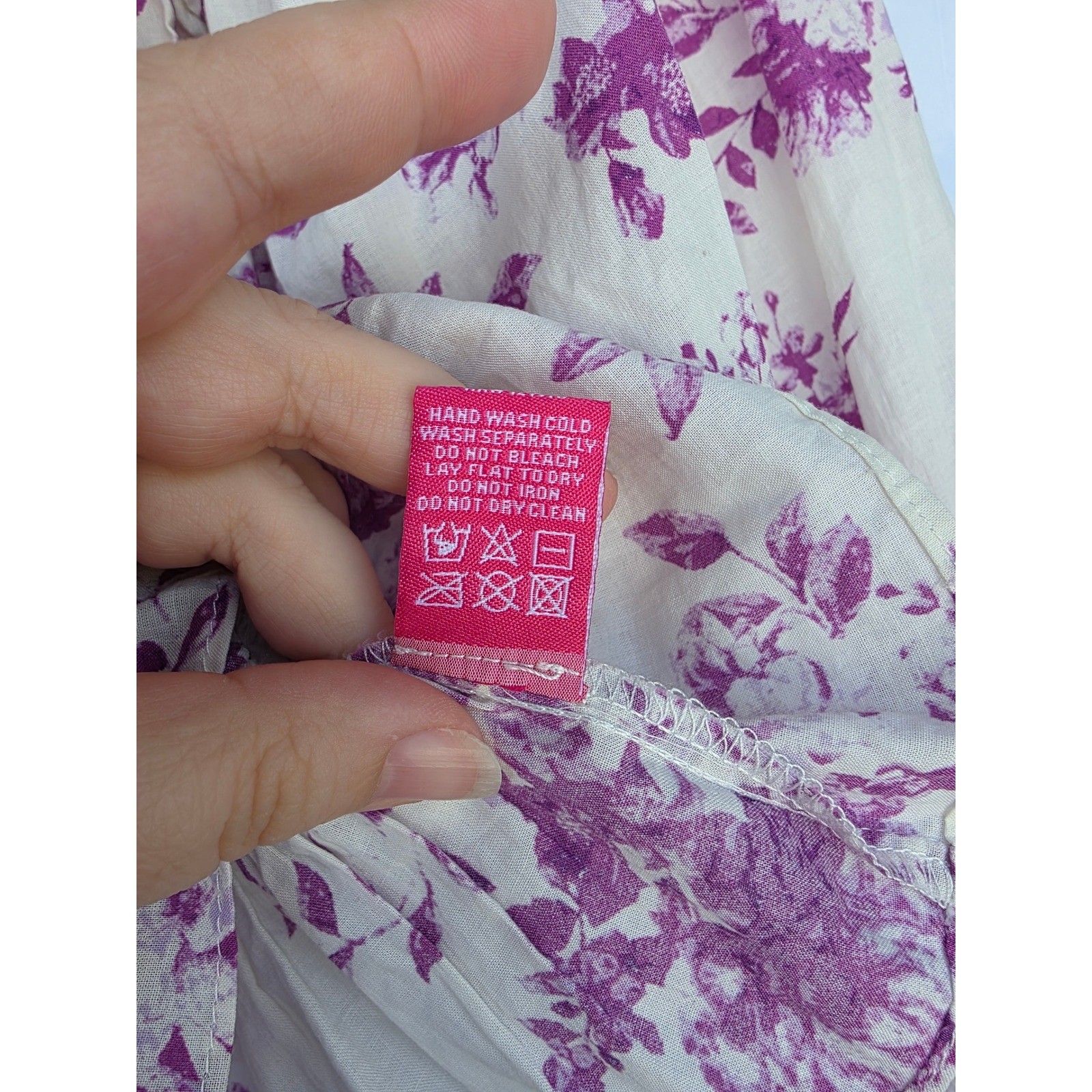 Flying Tomato Purple Floral Off The Shoulder Smocked Peplum Blouse Cotton Medium