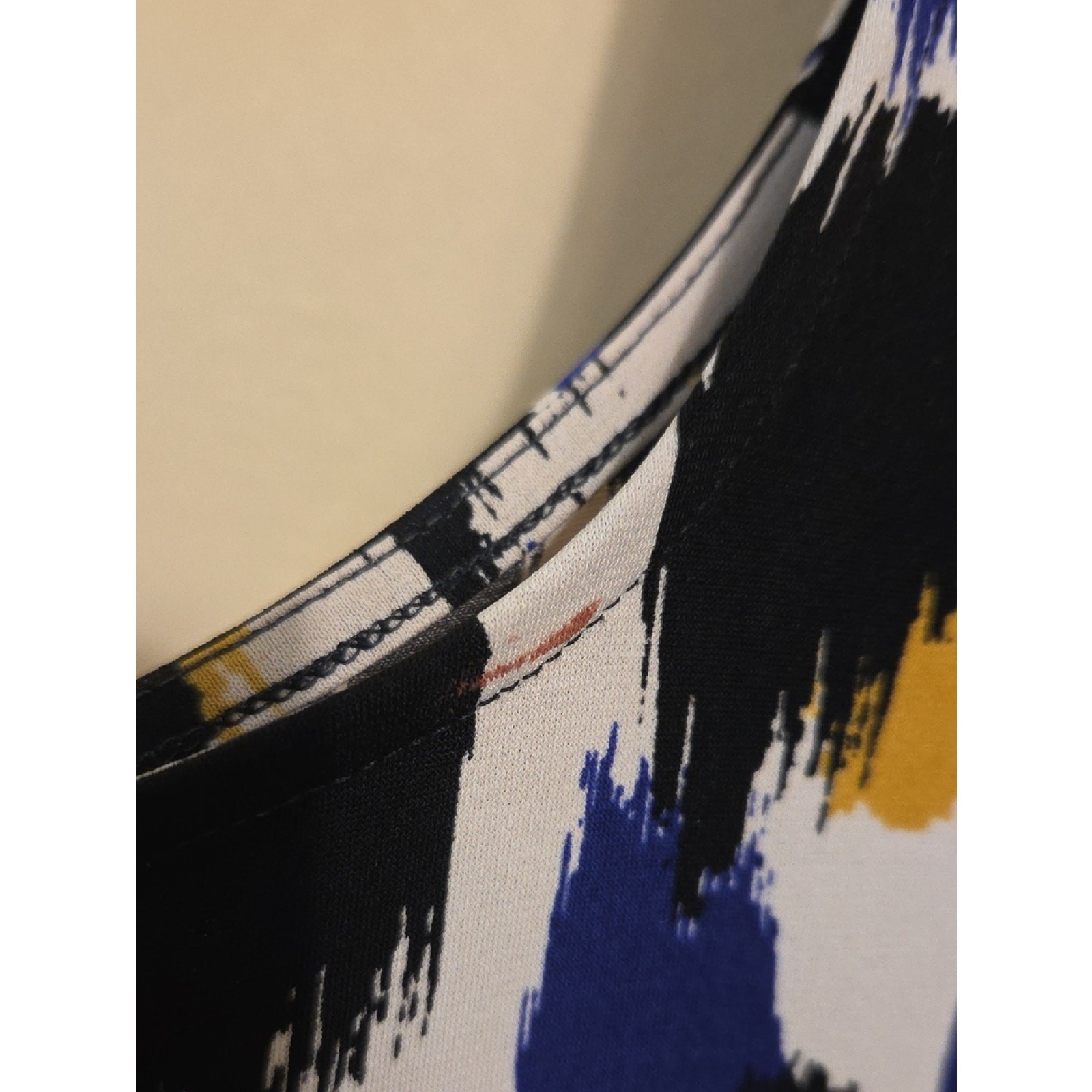 Y2K 90s Jones Studio Blue/Black Abstract Artsy Art to Wear Sleeveless Blouse XL