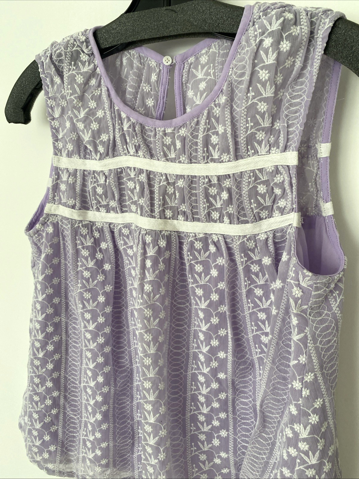 Endless Rose Size “L” Blouse Top Lavender Embroidered in White