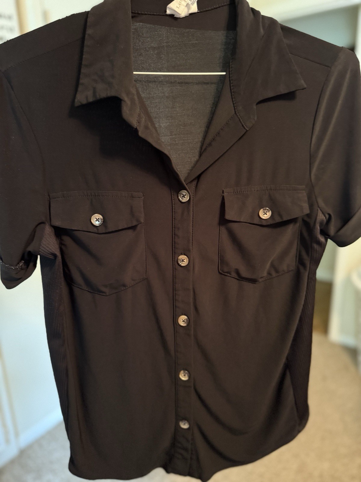 Medium Black Blouse Late August Women’s Size M Button Up Black Top