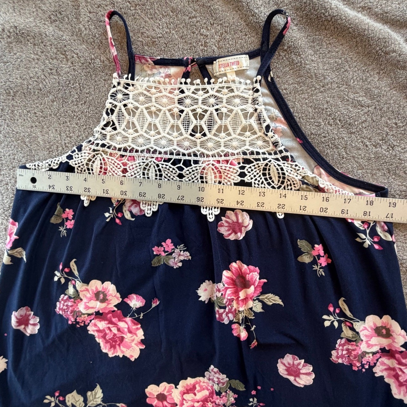 Stella Tweed Lace Floral Tank Top Flowy Comfortable NWOT Flattering Feminine