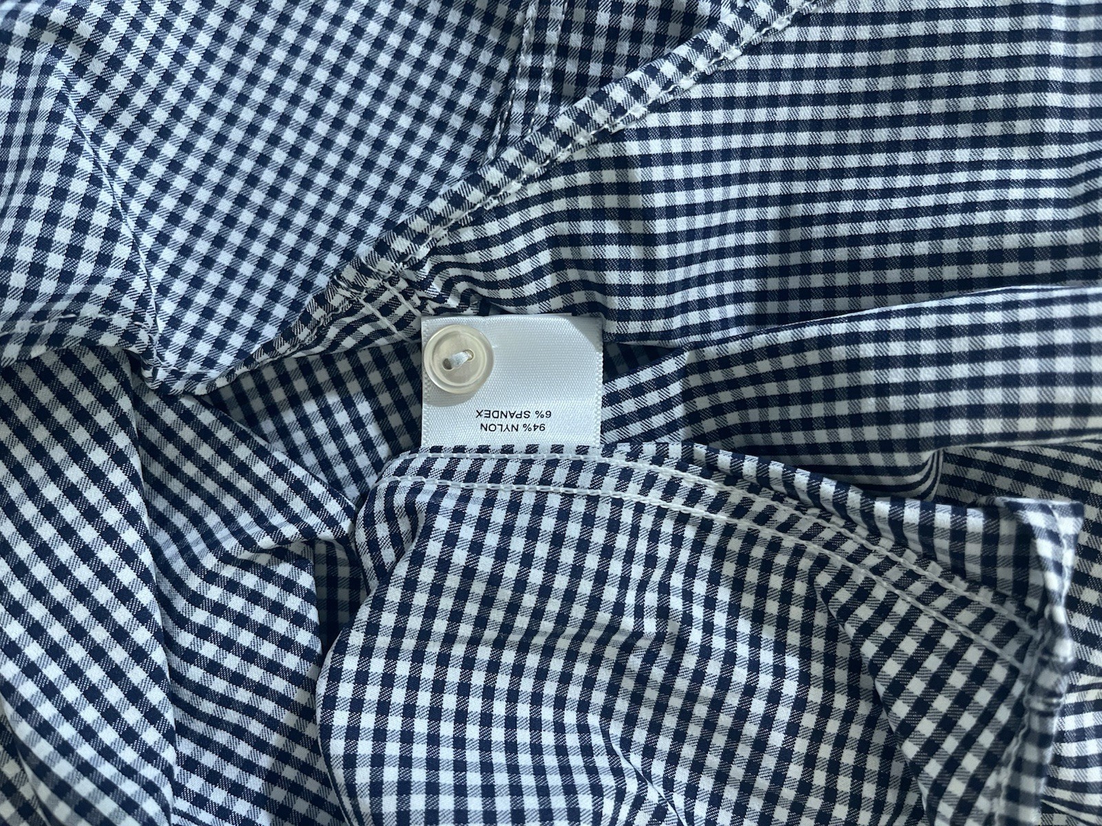 Peter Millar Shirt Womens Large Navy Gingham Plaid Performance Georgia Tech Logo
