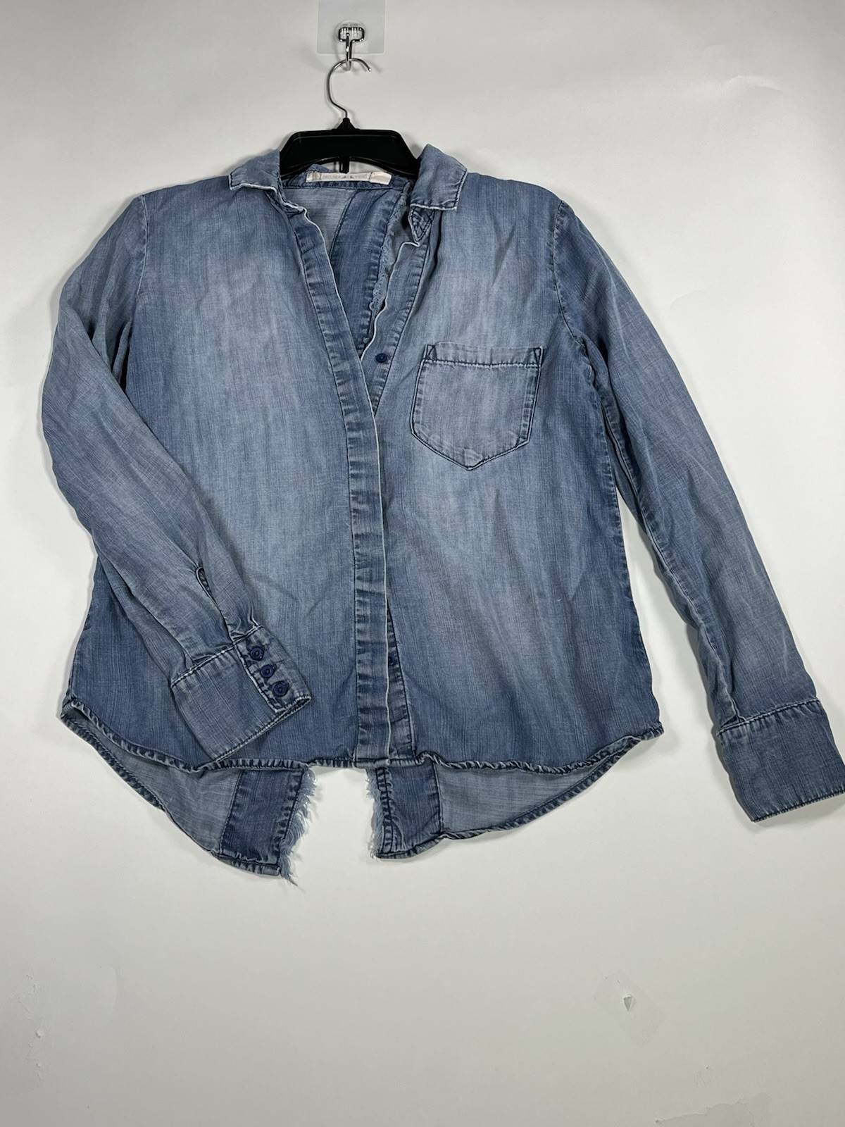 Chelsea and Violet Denim Chambray Button-Up Split Back Shirt Sz. XS
