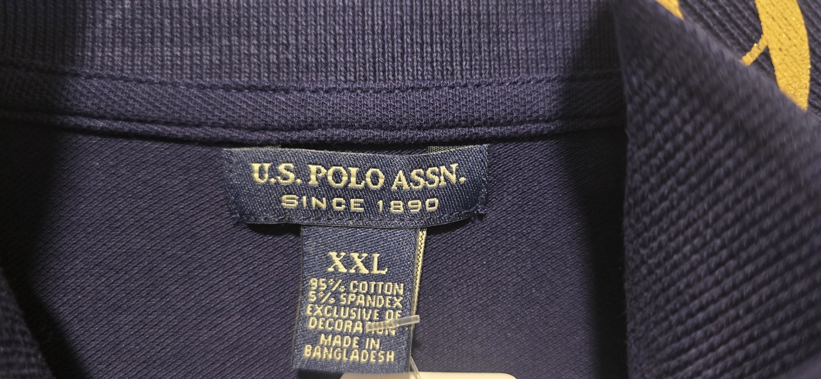 US Polo Assn Womens Polo Shirt Navy Blue Gold Big Logo Contrast Collar Size XXL