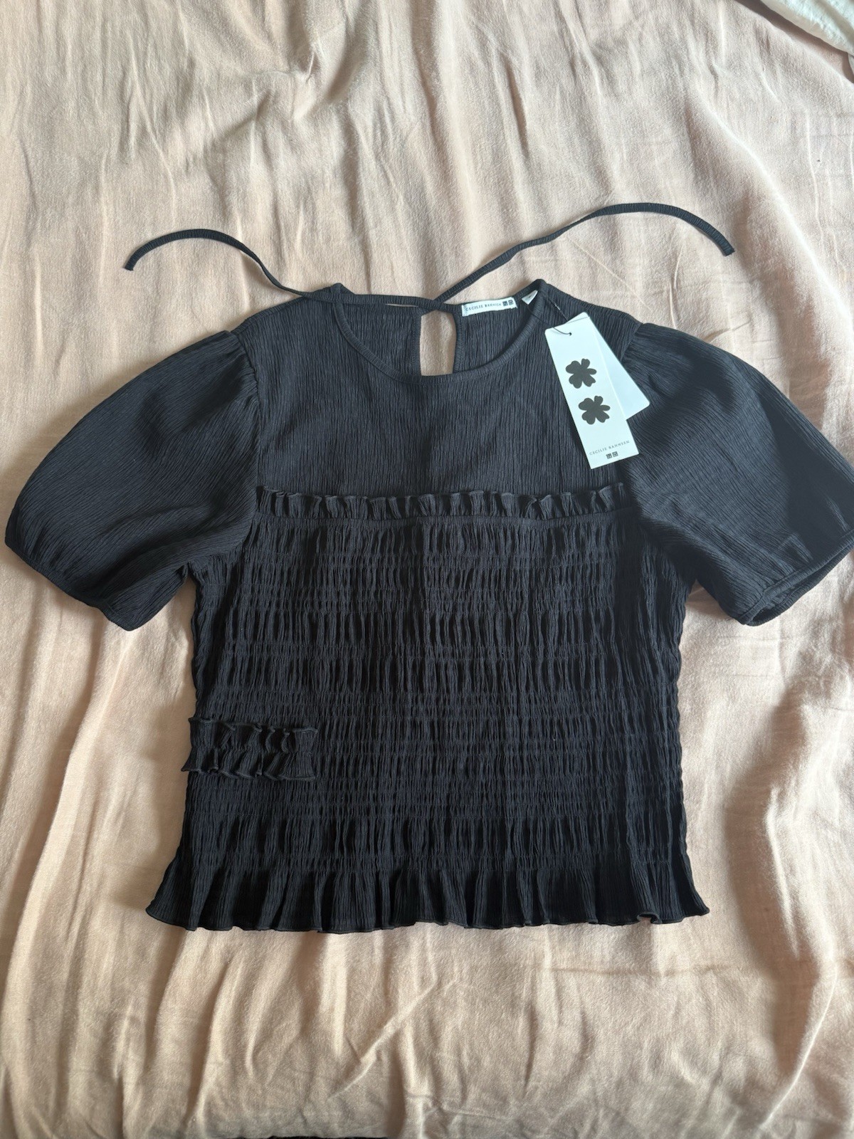 UNIQLO XL Women’s Black Ruffled Top Cecile Bahnsen Blouse NWT