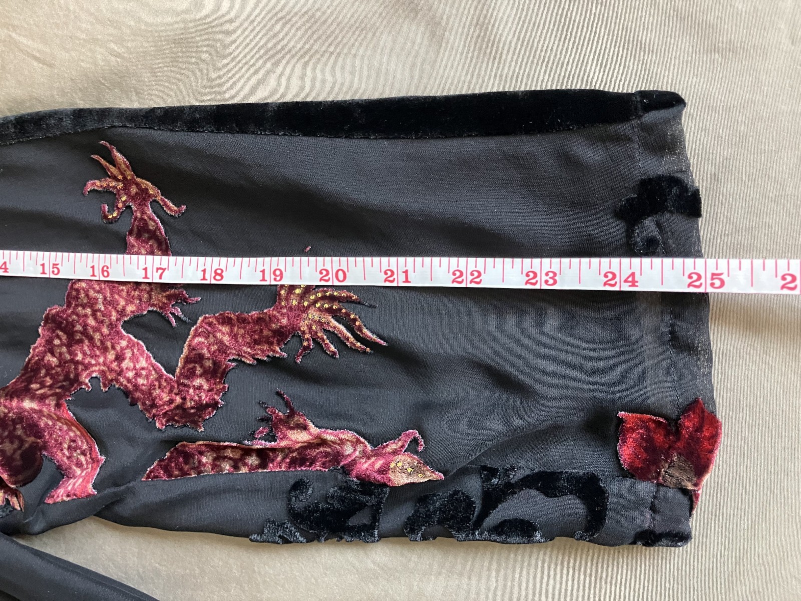 CITRON Santa Monica Silk Blend Maxi Duster Kimono Buttons Black Red Sheer XL