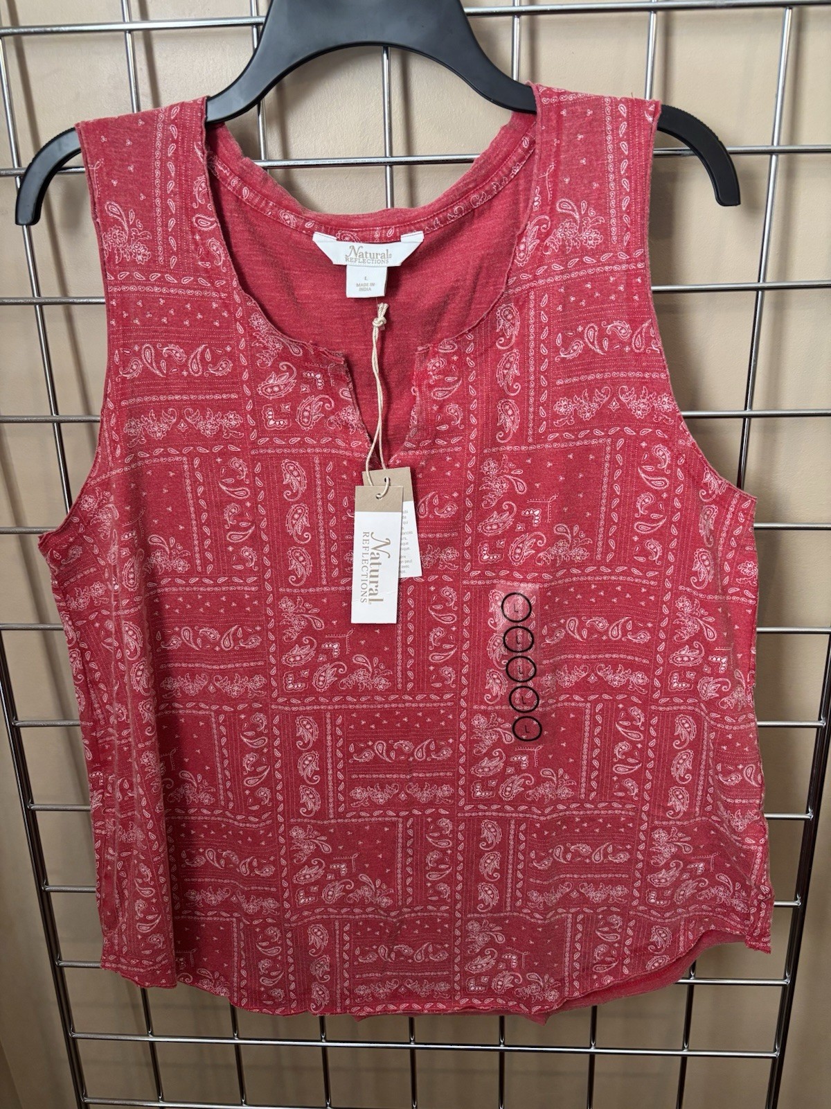 NWT Natural Reflections Paisley Bandanna Tank Top Sz L Soft Sleeveless Western