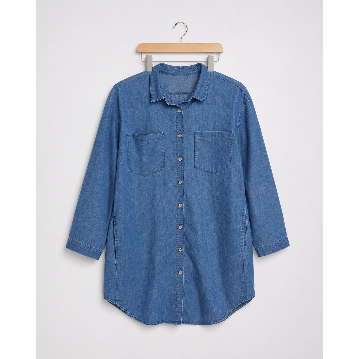 Blue Wash Chambray Button Down Tunic