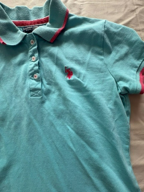 U.S Polo Assn. Womens Aqua Polo Shirt Size S Short Sleeve Logo Embroidered