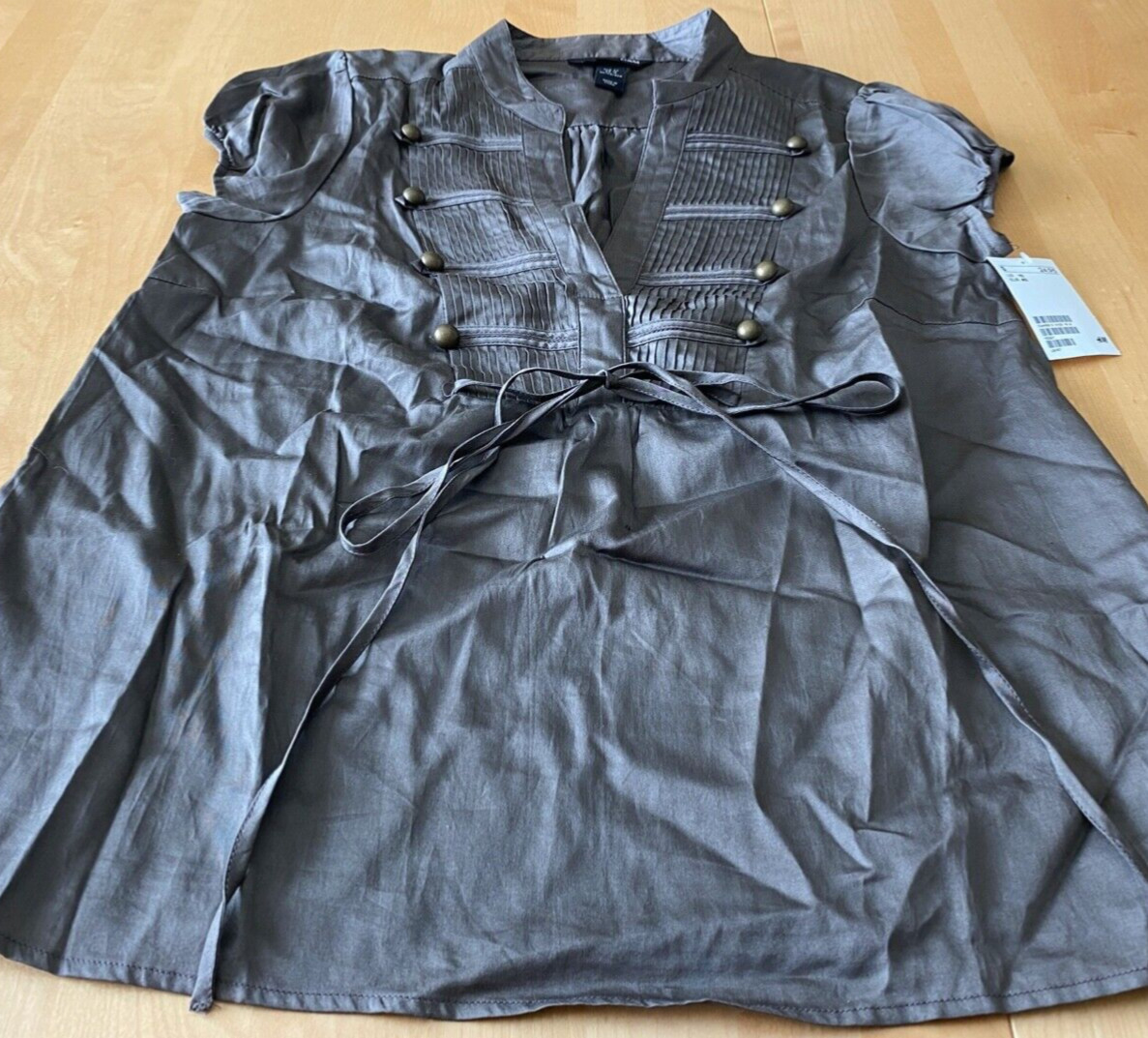 NWT H & M BROWN PLEATED CAP SLEEVE BLOUSE WOMENS SZ 10