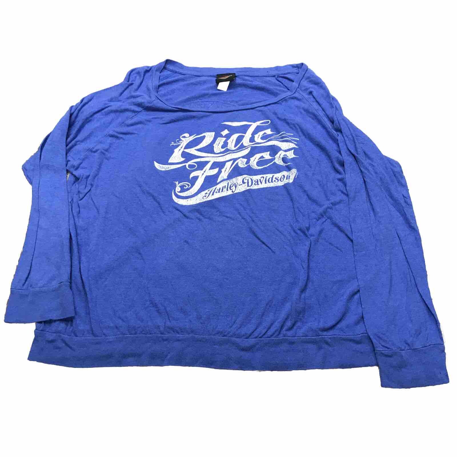 Harley Davidson Women’s Long Sleeve Blue T-Shirt – XL – Santa Fe New Mexico Ride