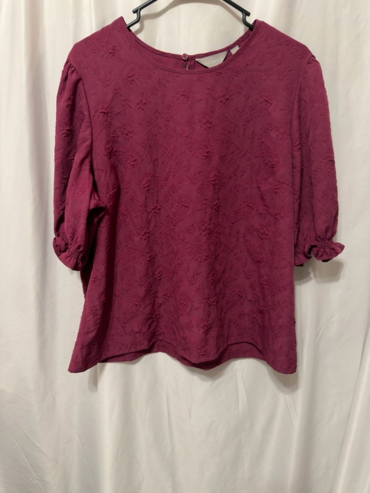Ted Baker Magenta Brocade Jacquard puff sleeve Womens XL