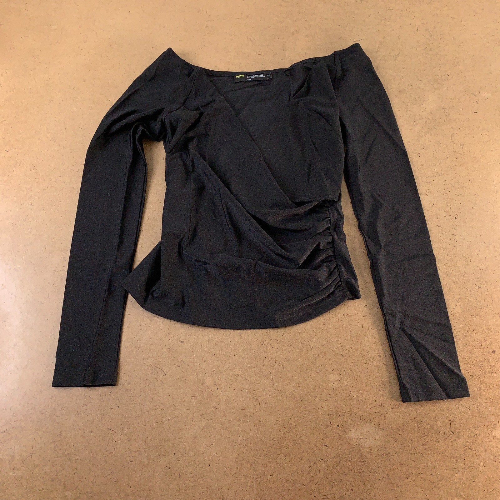 Finesse Women’s Size Large Black Licorice Cait Off The Shoulder Top & Gloves New