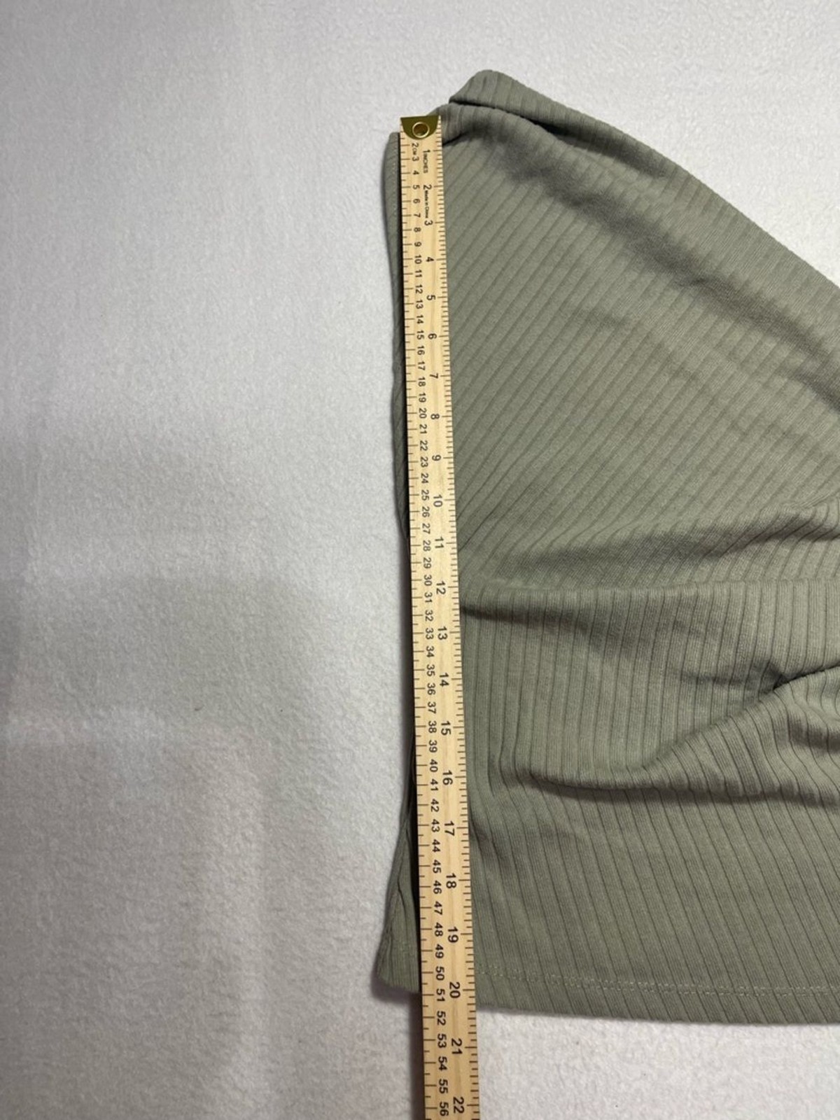 Zara One Shoulder Ribbed Olive Green Ruched Top Women’s Small