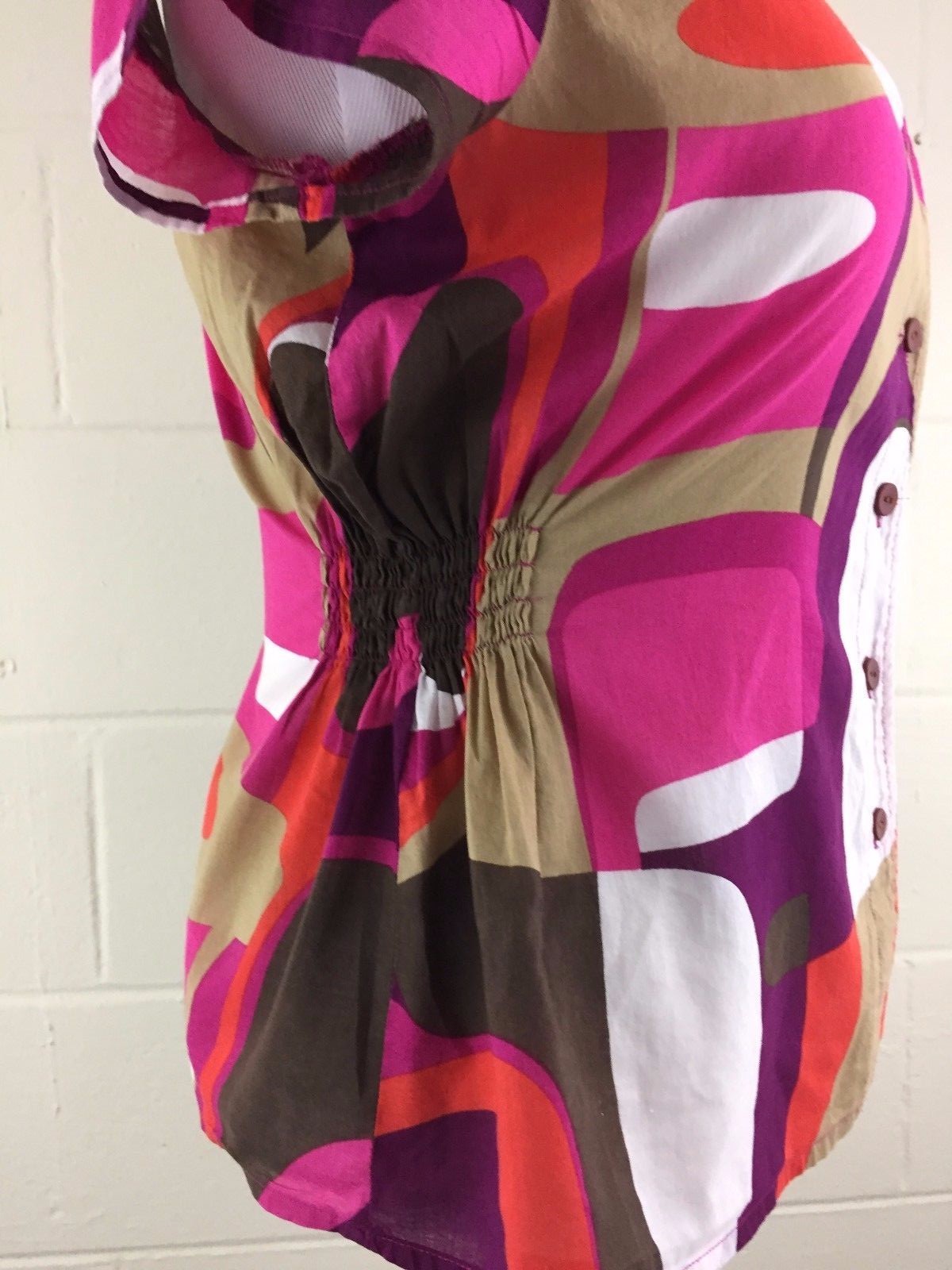 Womens Button Up Blouse Abstract Tag Missing