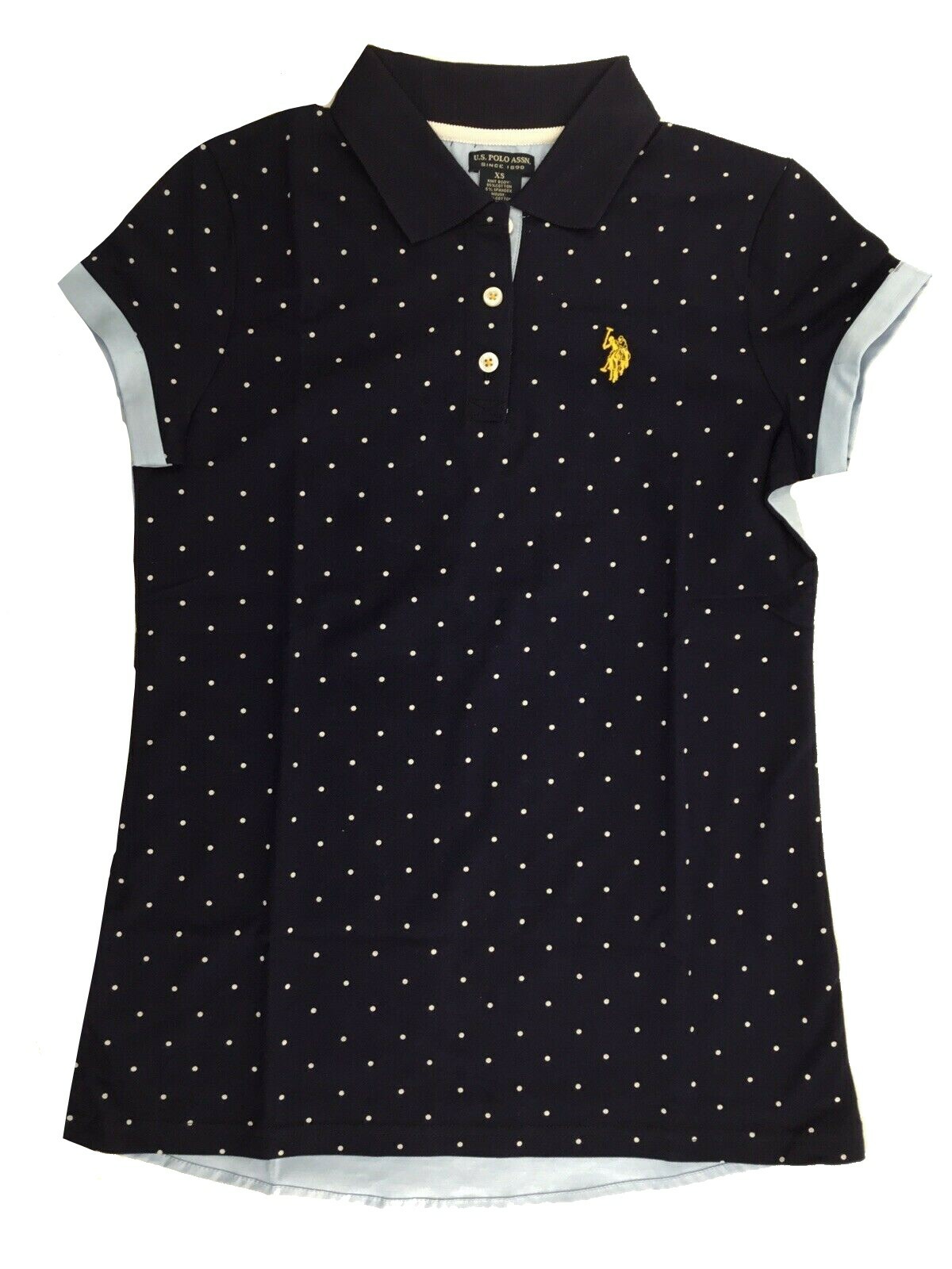 U.S. Polo Assn. Oxford and Dot Mix Polo T-SHIRT,Evening Blue,L.