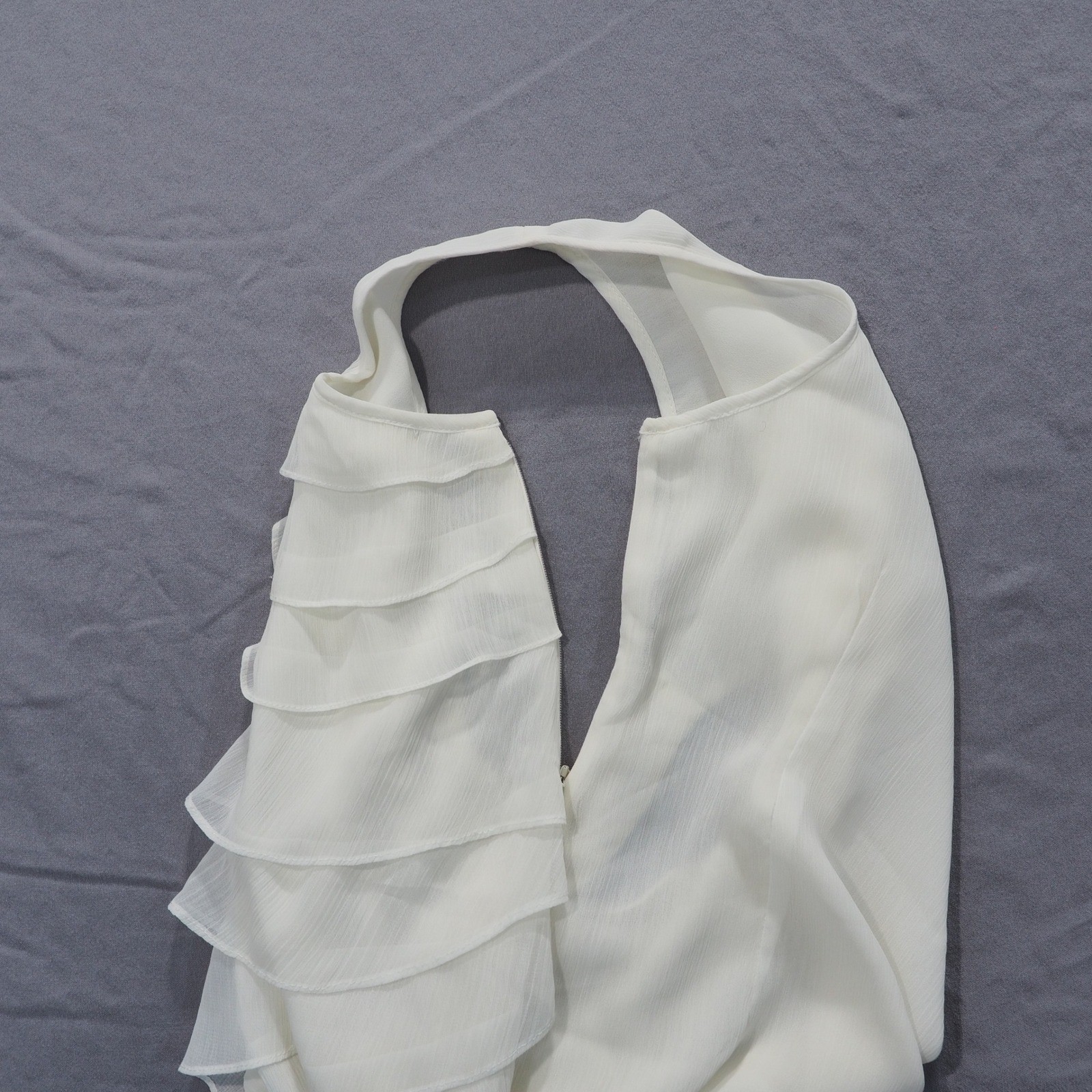Andrea Behar Boston Proper Tank Top Women 6 White Boho Layered Ruffle Lagenlook