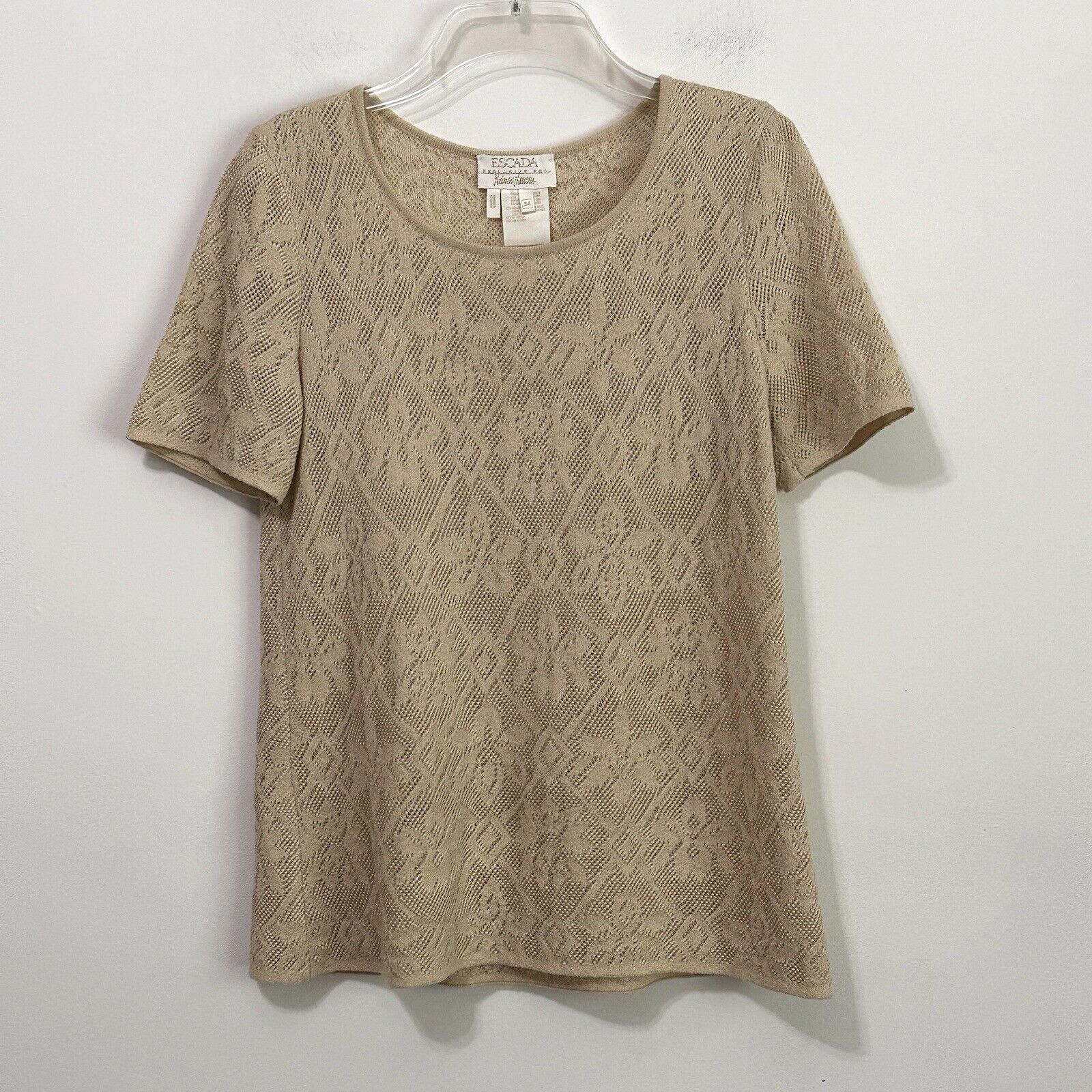 Escada Neiman Marcus Knit Top Sweater 34 L Short Sleeve Shirt Party Cocktail