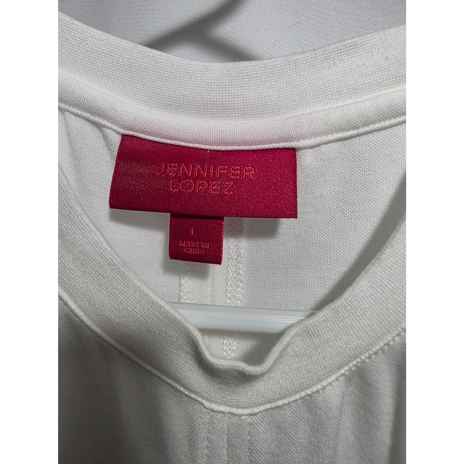 Jennifer Lopez White Cinched Side Tie Top Size L Batwing Sleeve Ruched