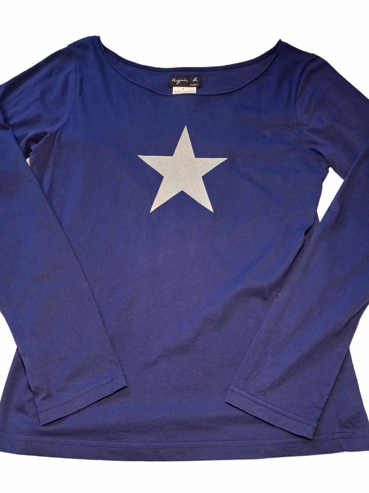 agnes b. Long Sleeve Cotton T-Shirt Navy size 2 Used