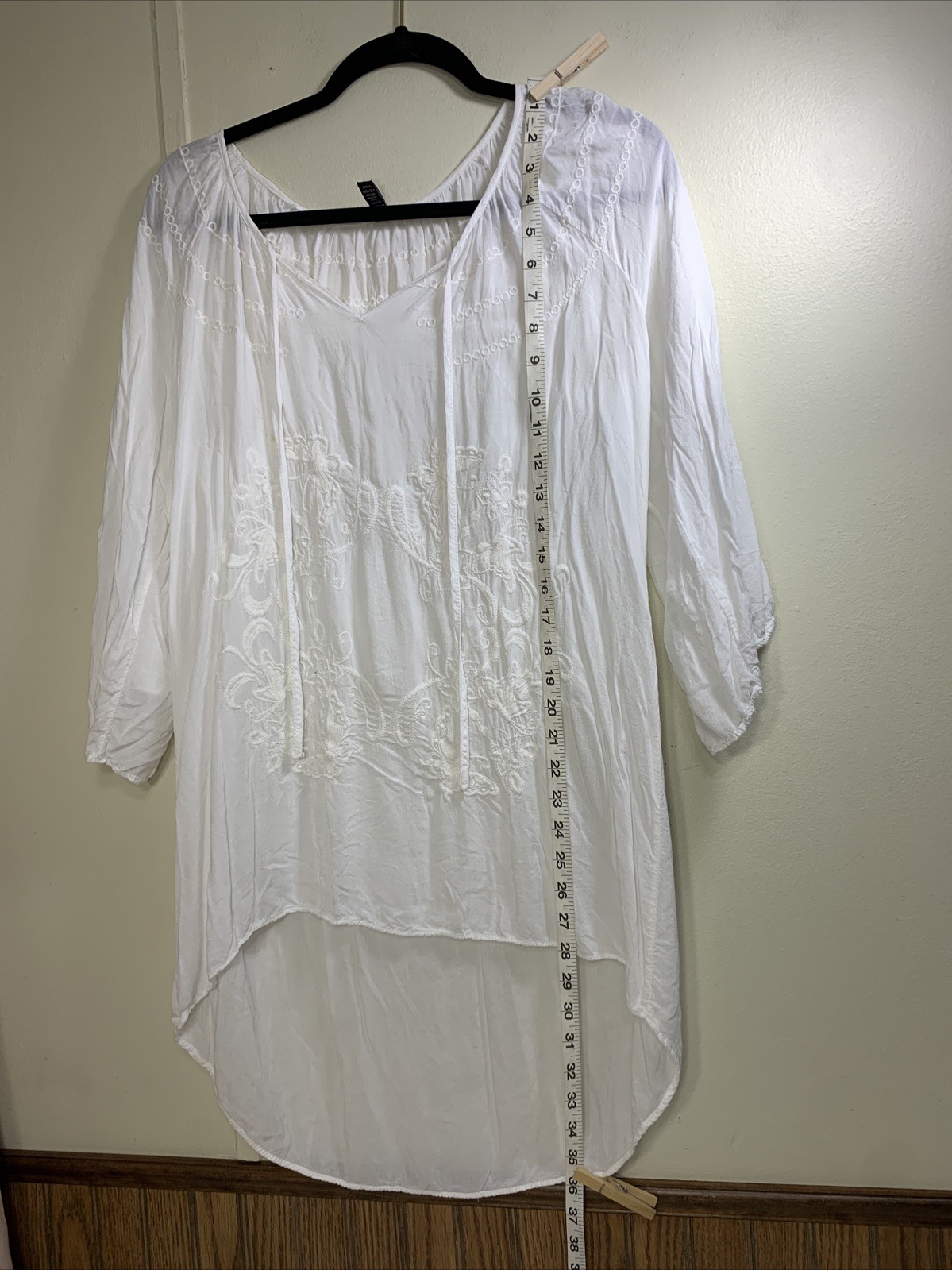 Sacred Threads Semi Sheer Tunic Top XL Butterfly Boho Hippie Costal Fairy Nature