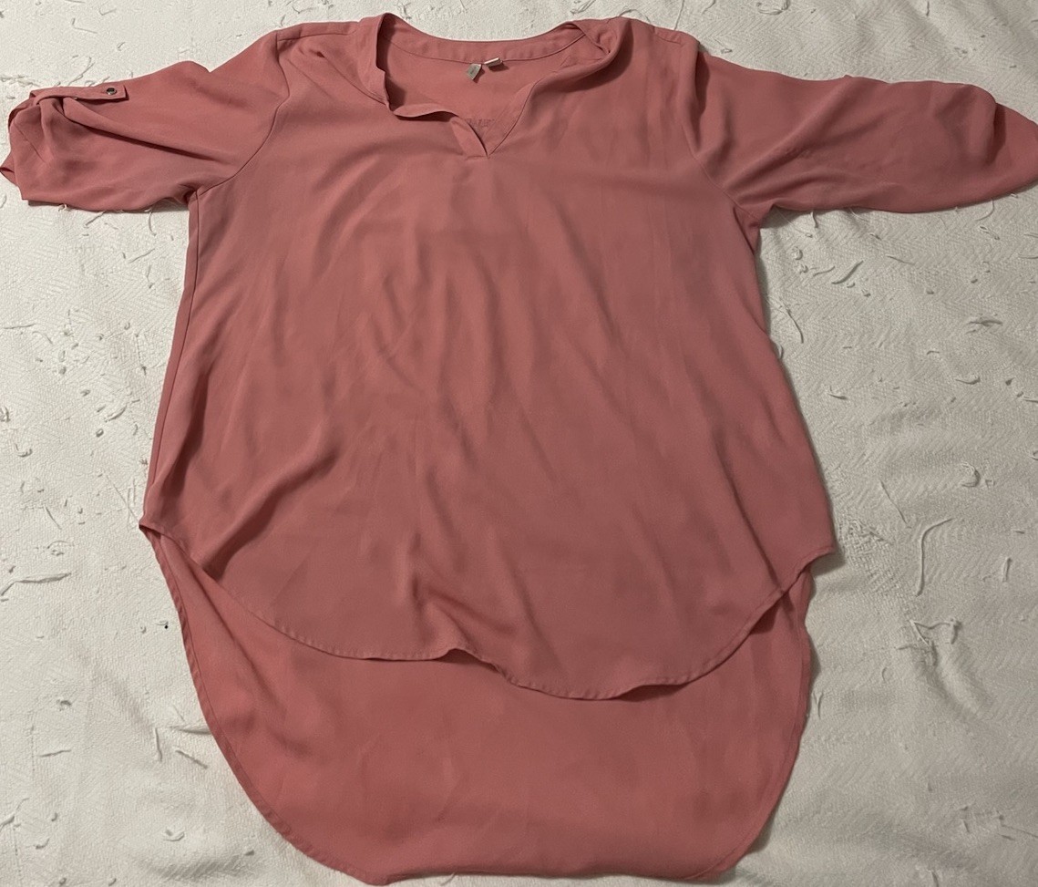 Cato Women’s Pink Solid V-Neck 3/4 Sleeve Pullover Blouse Plus 14/16W