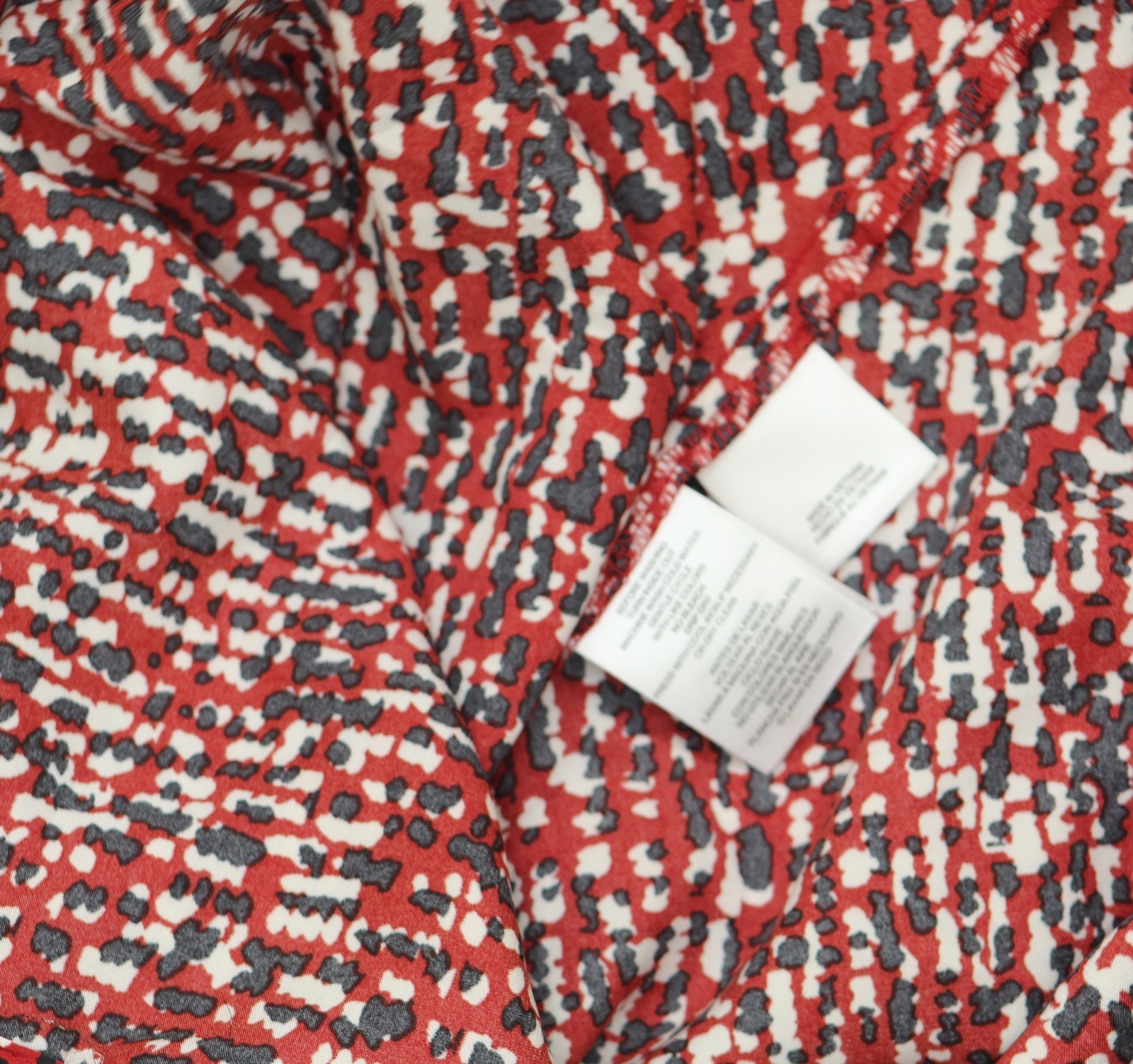 Kasper Womens Satin Printed Tie-Neck Blouse 10919993 Fire Red Multi XL
