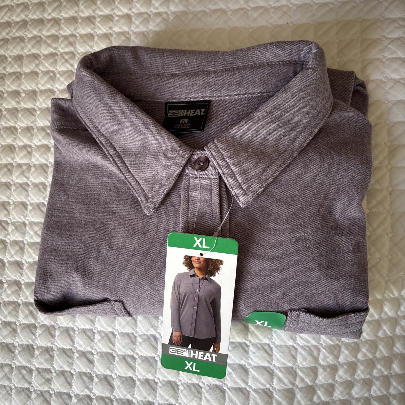32 Degrees Ladies’ Soft Fleece Button Up Shirt PurpleXL 1815413 Purple NWT
