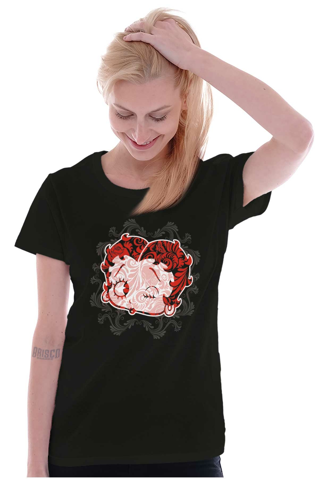 Betty Boop Cartoon Cute Wink and Kiss Face Graphic T Shirts for Women T-Shirts
