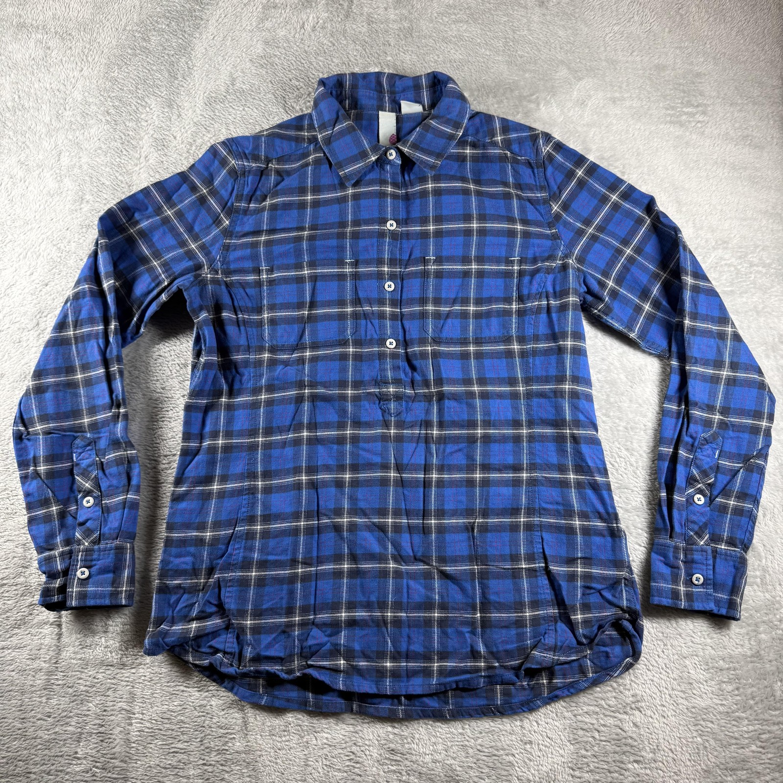 Stio Shirt Womens Large Blue Plaid Flannel Outdoor Top Hiking Casual Gorpcore