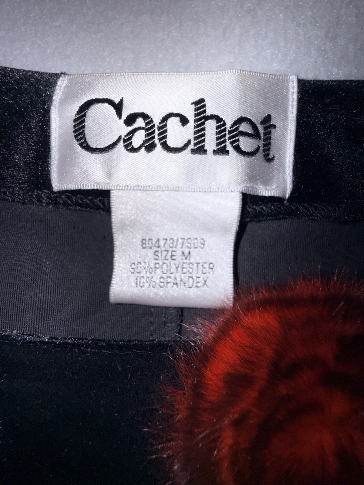 Cachet Black Velvet Womens Top Red Feathers Medium Gothic Whimsigoth Vintage 90s