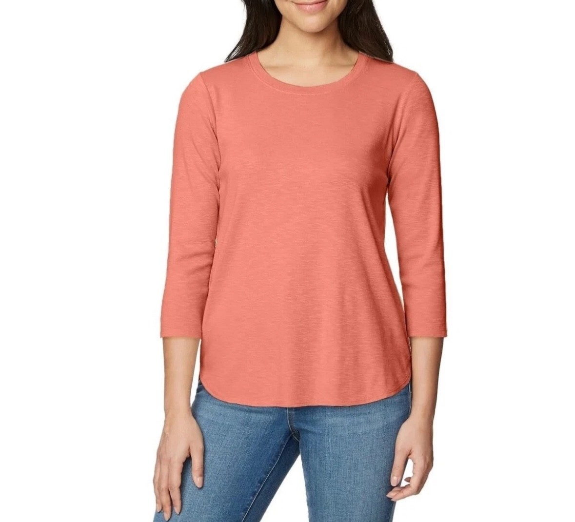 Kirkland signature women’s 3/4 sleeve boatneck cotton slub tee