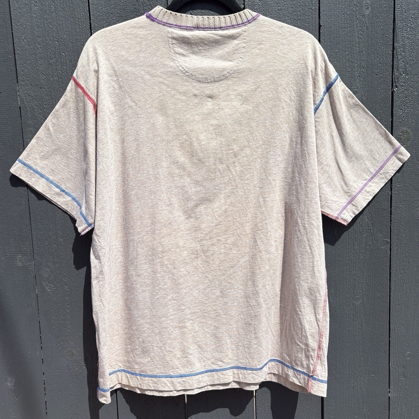 VTG Carole Little Boho Beaded Embroidered Top T Shirt Large Art 90s Abstract